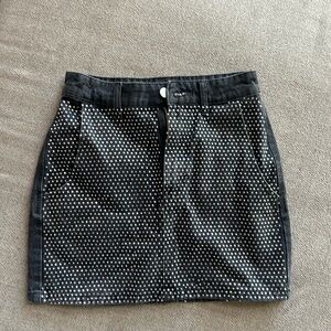 Denim studded mini skirt